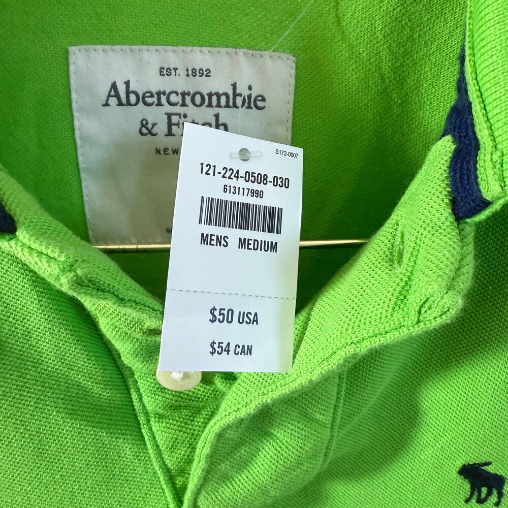 Y2K Abercrombie & Fitch Polo Shirt Mens Muscle Fit Moose Logo NEW - Picture 2 of 9